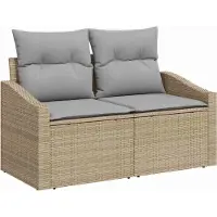 Syfax Garten-Sofa mit Kissen 123 x 62 x 69 cm Poly-Rattan