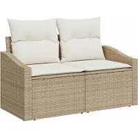 Syfax Garten-Sofa mit Kissen 123 x 62 x 69 cm Poly-Rattan