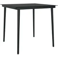 Syfax Garten-Esstisch Schwarz 80x80x74 cm Stahl und Glas