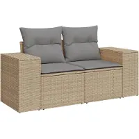 Syfax Gartensofa mit Kissen 2-Sitzer Beige Poly Rattan
