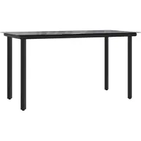 Syfax Garten-Esstisch Schwarz 200x100x74 cm Stahl und Hartglas