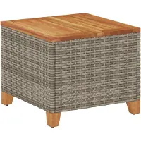 Syfax Gartentisch Grau 45x45x37 cm Poly Rattan Akazienholz