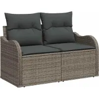 Syfax Gartensofa mit Kissen Grau 121 x 62 x 69cm Poly-Rattan