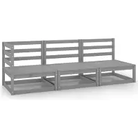 Syfax 3-tlg. Garten-Lounge-Set Grau Kiefer Massivholz