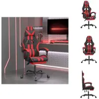 vidaXL Gaming-Stuhl mit Fußstütze Drehbar Schwarz & Rot Kunstleder - Gaming-Sessel