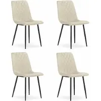 Home Collective Esszimmerstuhl Wohnzimmerstuhl Stuhl mit Velours-Sitz mit schwarzen Metallbeinen, Wohnzimmer, Büro, Schlafzimmer Esszimmer schwarz 4er Set