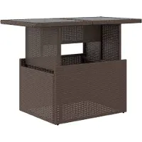 Syfax Gartentisch mit Glasplatte Braun 100x55x73 cm Poly Rattan