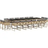 Syfax 17-tlg. Garten-Essgruppe mit Kissen Beigemischung Poly Rattan