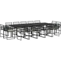 Syfax 15-tlg. Garten-Essgruppe mit Kissen Schwarz Poly Rattan