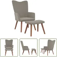 The Living Store Relaxsessel mit Hocker Hellgrau Samt