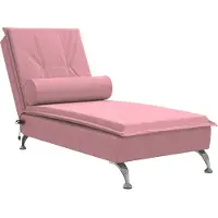 vidaXL Massage-Chaiselongue mit Nackenrolle Rosa Samt