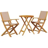 Syfax 3-tlg. Bistro-Set Taupe Stoff und Massivholz