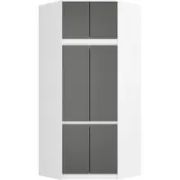 Akord Eckkleiderschrank Weiß 100 cm 6 Türen Front Graphitgrau B100xH235xT50 cm