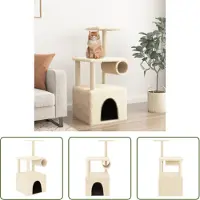 The Living Store Kratzbaum mit Sisal-Kratzsäulen Creme 109,5 cm