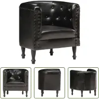 The Living Store Sessel Schwarz Echtleder