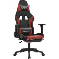 Syfax Gaming-Stuhl mit Massage & Fußstütze Schwarz Weinrot Kunstleder