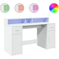 Syfax LED-Schreibtisch Weiß 140x55x91 cm Holzwerkstoff