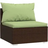 vidaXL Garten-Mittelsofa mit Kissen Braun Poly Rattan