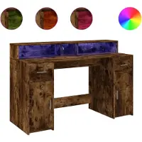 Syfax LED-Schreibtisch Räuchereiche 140x55x91 cm Holzwerkstoff