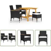 The Living Store 5-tlg. Garten-Essgruppe Schwarz