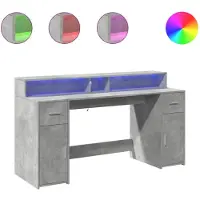 Syfax LED-Schreibtisch Betongrau 160x55x91 cm Holzwerkstoff