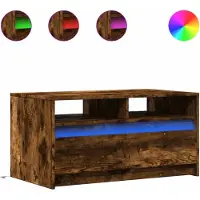 Syfax LED-Couchtisch Räuchereiche Holzwerkstoff