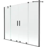 Mexen Velar Duo Badewannen-Faltwand 2-flügelig, 180 x 150 cm, transparent, gebürstetes Gun Gray - 896-180-000-02-66