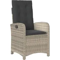 Syfax Gartensessel mit Kissen Verstellbar Hellgrau Poly Rattan