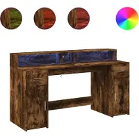 Syfax LED-Schreibtisch Räuchereiche 160x55x91 cm Holzwerkstoff