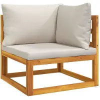 Syfax Modular-Ecksofa mit Hellgrauen Kissen Massivholz Akazie