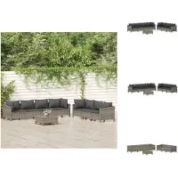 vidaXL 8-tlg. Garten-Lounge-Set mit Kissen Grau Poly Rattan - Gartenmöbel-Sets