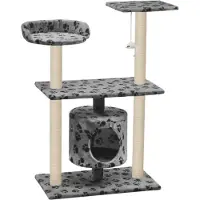 Syfax Katzen-Kratzbaum Sisal 95 cm Grau Pfoten-Aufdruck