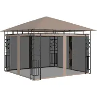 The Living Store Pavillon mit Moskitonetz 3x3x2,73 m Taupe 180 g/m²