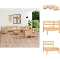 vidaXL 12-tlg. Garten-Lounge-Set Massivholz Kiefer - Gartenmöbel-Sets