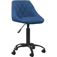 Syfax Bürostuhl Samt Blau, höhenverstellbar, drehbar, mit Rollen, B44xT46xH67,5-79 cm
