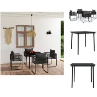 vidaXL 5-tlg. Garten-Essgruppe Schwarz - Gartenmöbel-Sets