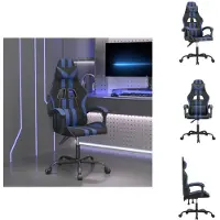 vidaXL Gaming-Stuhl Drehbar Schwarz und Blau Kunstleder - Gaming-Sessel