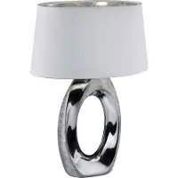 TRIO Tischlampe Taba 52 cm Chrom mit Weiß