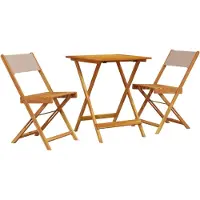 Syfax 3-tlg. Bistro-Set Taupe Stoff und Massivholz