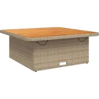 Syfax Gartentisch Beige 110x110x71 cm Poly Rattan und Akazienholz