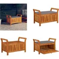 vidaXL Garten Truhenbank mit Kissen 91 cm Massivholz Akazie - Gartenbank - Gartenbänke - Gartentruhe - Gartenmöbel