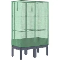 Syfax Hochbeet mit Gewächshaus-Aufsatz Rattan-Optik 80x40x140 cm
