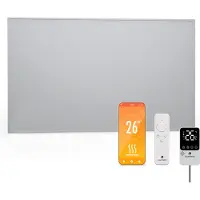 Blumfeldt Infrarot Wandheizung 600W – Wandmontage, IP44 Spritzwasserschutz, Externer Thermostat, App Steuerung, 95 % , Für 10-15 m², Aluminium, Überhitzungsschutz, Badezimmer