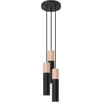 Sollux Hängeleuchte PABLO 3P schwarz 3xGU10 10W Stahl/Holz 100x20x20cm