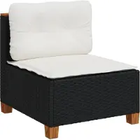 Syfax Gartensofa ohne Armlehnen mit Kissen Schwarz Poly Rattan