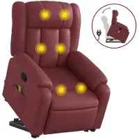 Sonstiges Massagesessel mit Aufstehhilfe Weinrot Kunstleder