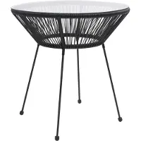 Syfax Garten-Esstisch Schwarz Ø70x74 cm Rattan und Glas