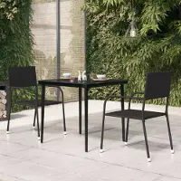 The Living Store Garten-Esstisch Schwarz 80x80x74 cm Stahl und Glas