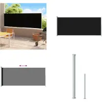vidaXL Seitenmarkise Ausziehbar 200x500 cm Schwarz - Seitenmarkise - Seitenmarkisen - Terrasse Sonnenschutz - Terrasse Sonnenschutze