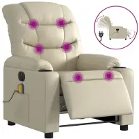 Syfax Massagesessel Elektrisch Creme Kunstleder